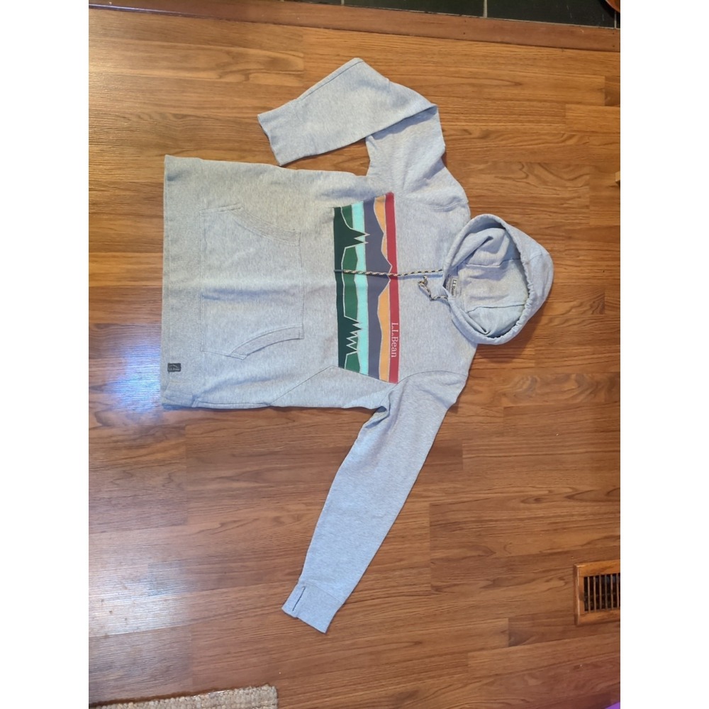 LL Bean Hoodie Womens S Reg Gray Sweatshirt Mountain Cozy Camp Sweater Thumbhole - Picture 8 of 12